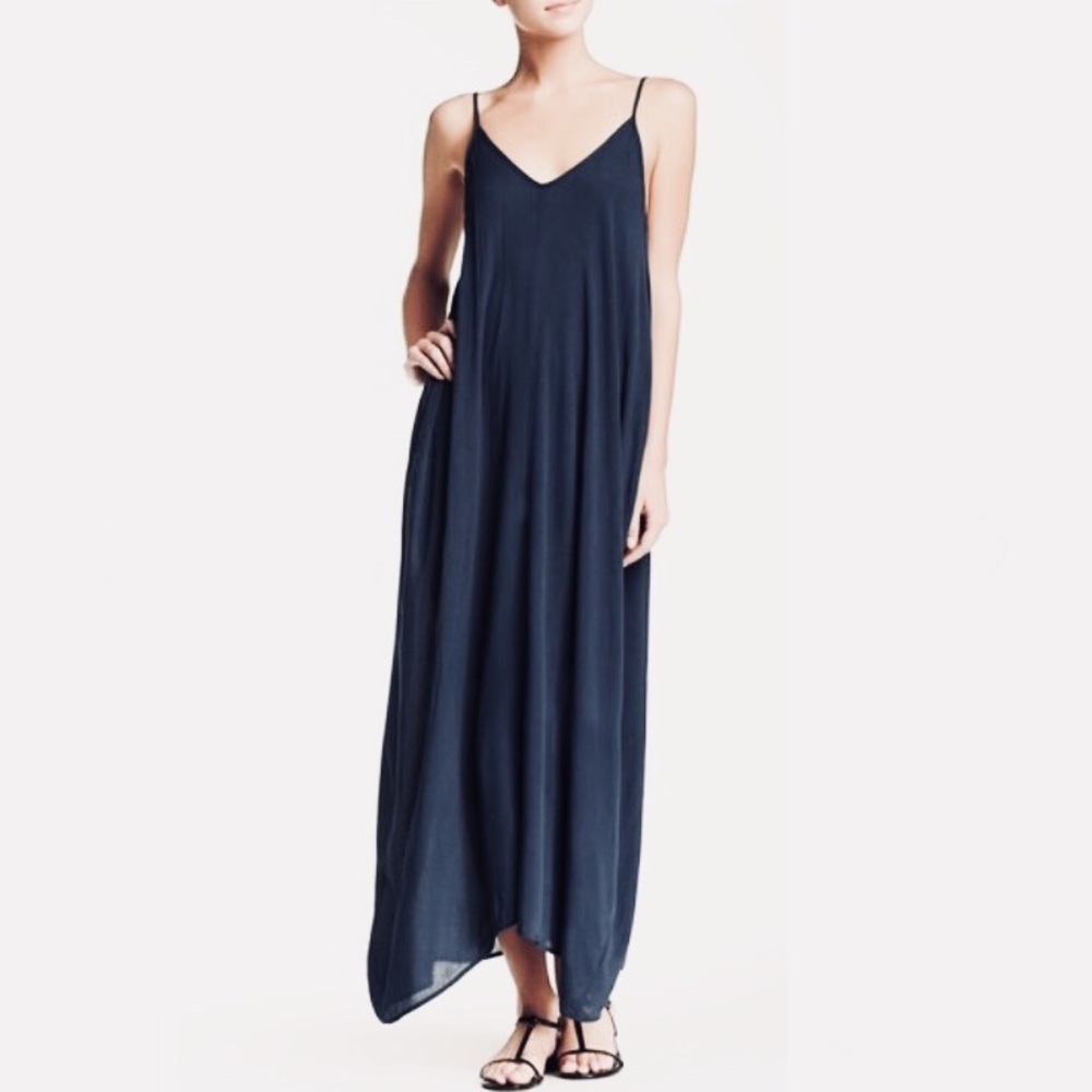 Navy Blue Gauze Maxi Dress